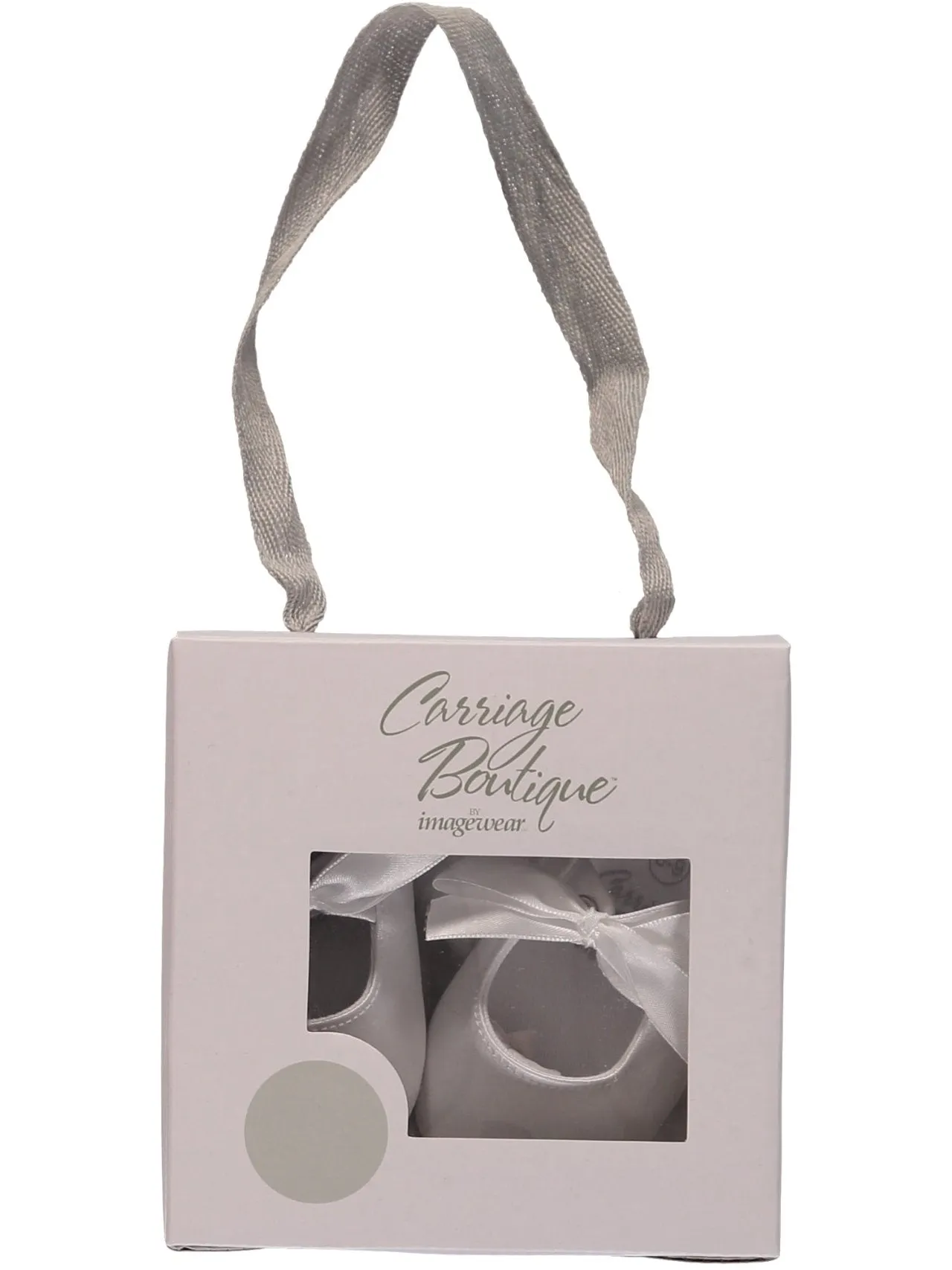 6071-Satin White Crib Shoe- Ribbon