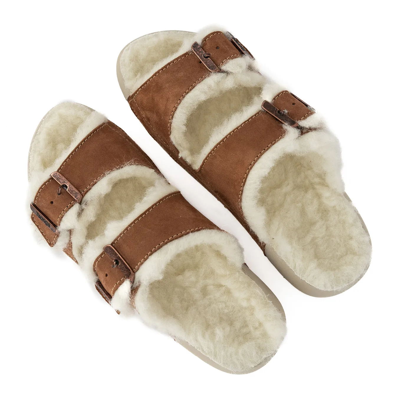 Abidjan : Ladies Leather Sandal with Wool Lining in Suede Velour