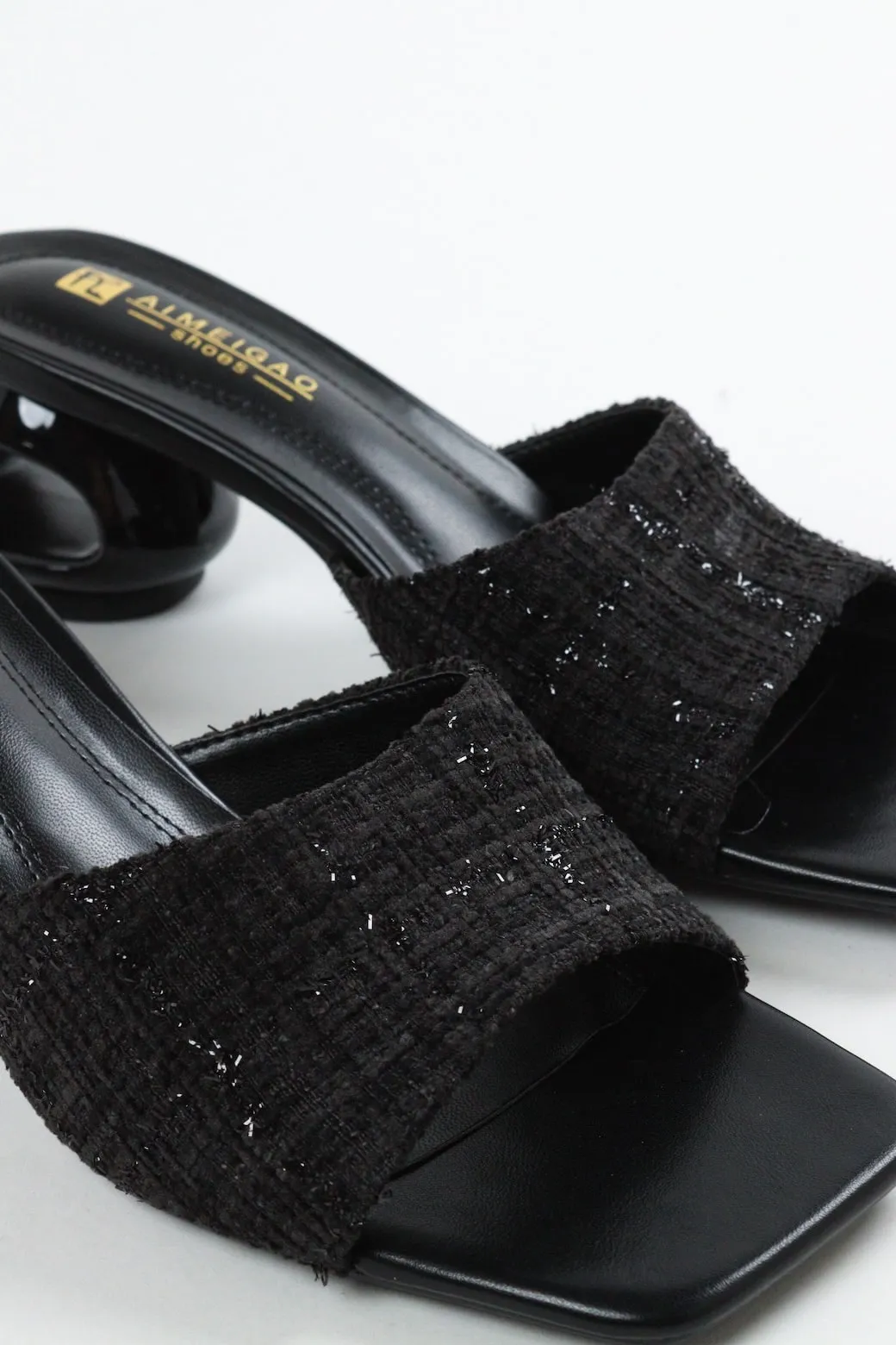 Aimeigao - Women's Knitted Block Mules - Black