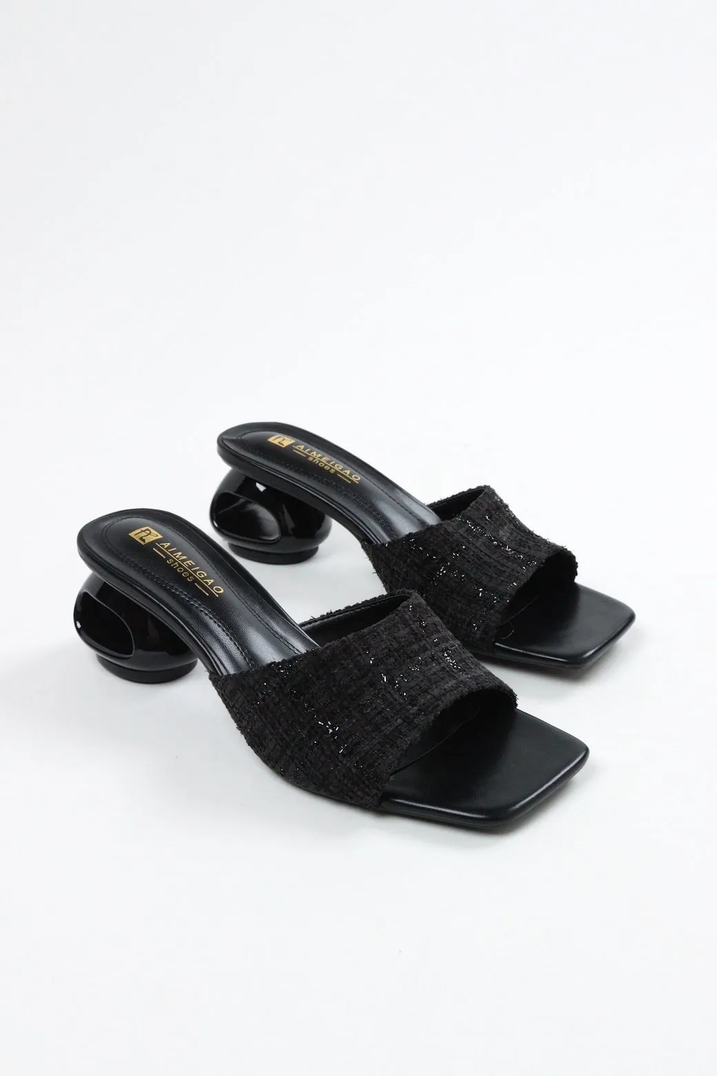 Aimeigao - Women's Knitted Block Mules - Black