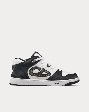 B57 Black and White Smooth Calfskin with Beige and Black Dior Oblique Jacquard Mid Top Sneakers