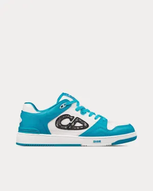 B57 Blue and White Smooth Calfskin with Beige and Black Dior Oblique Jacquard Low Top Sneakers