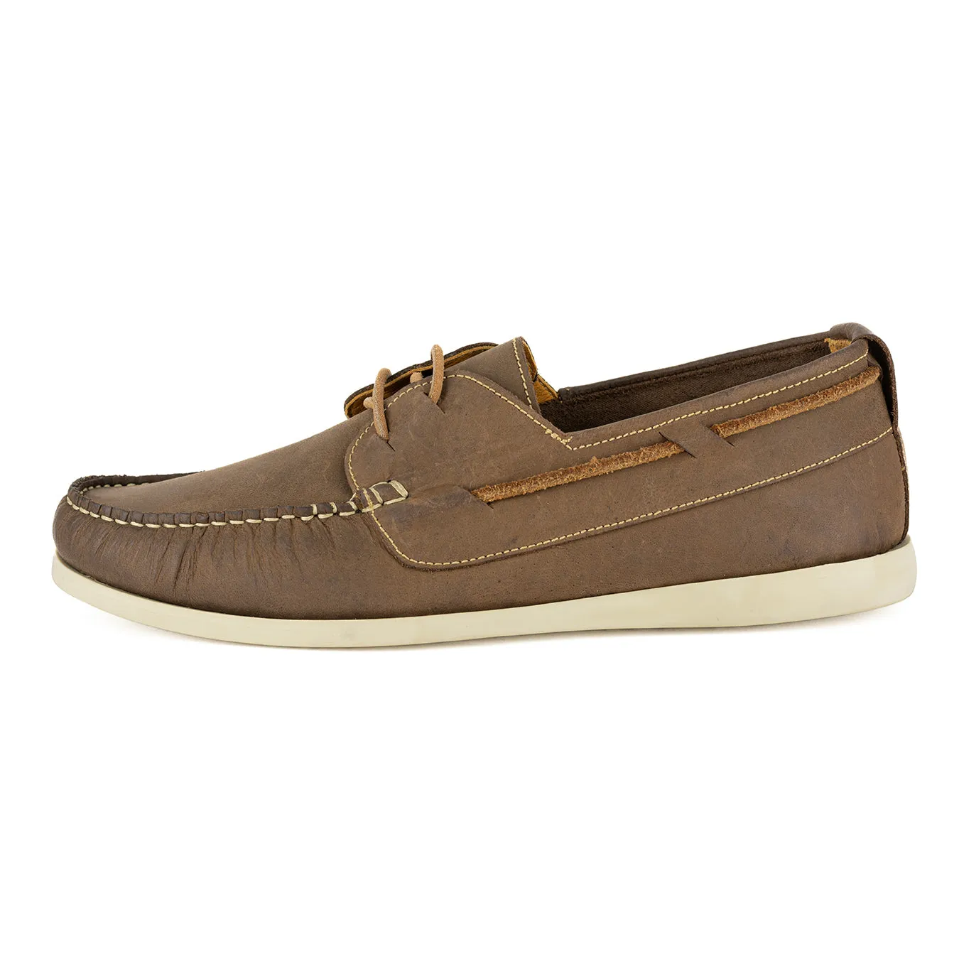 Bamako : Mens Leather Boat Shoe in Choc Rodeo