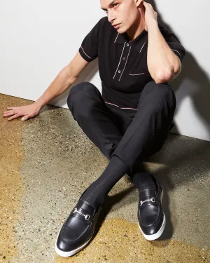 Black Leather Perseus Horse Bit Slip On Sneakers - SS23