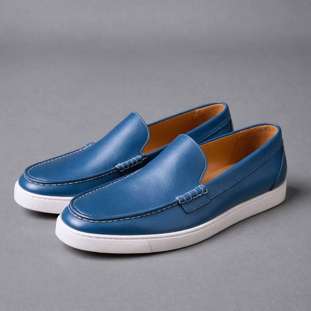 Blue Leather Anthea Slip On Sneakers
