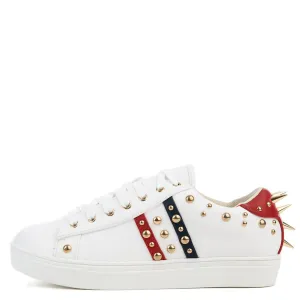 Cape Robbin Gwen-7 Spiked Metallic Leather Embroidered Rhinestone Sneaker