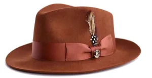Cognac Men's Wool Winter Fedora Hat Fabio Collection by Bruno Capelo