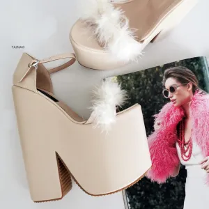 Cream Fury High Heel Wedges