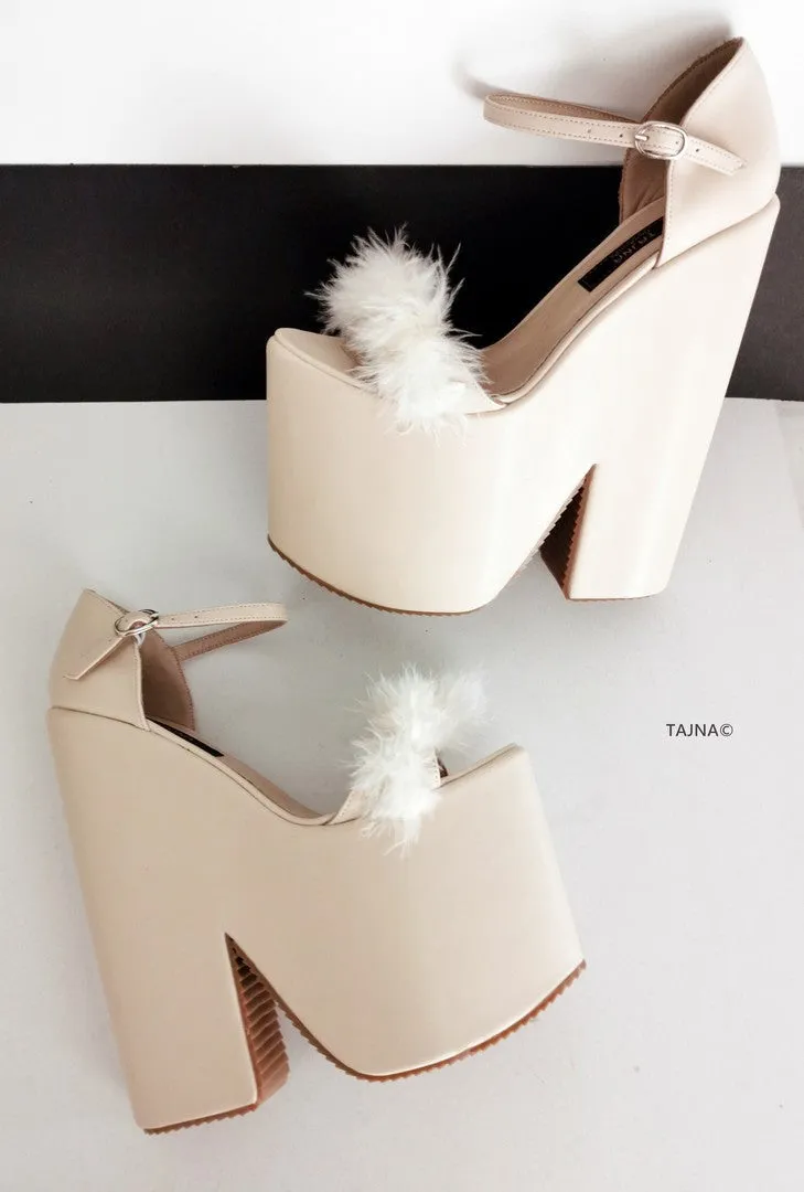 Cream Fury High Heel Wedges