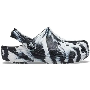 Crocs Unisex-Child Classic Marbled Tie-dye Clog | Black/White