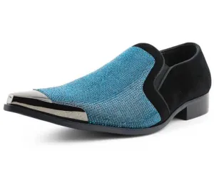Dezzy Men's Turquoise Sparkling Dress Shoes - Size 10