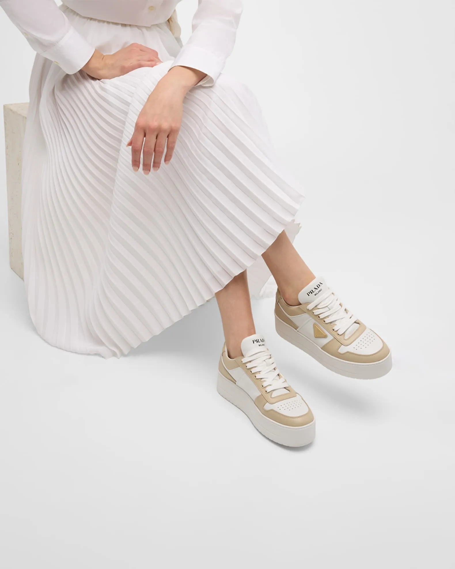 Downtown Bicolor Leather Low-Top Sneakers