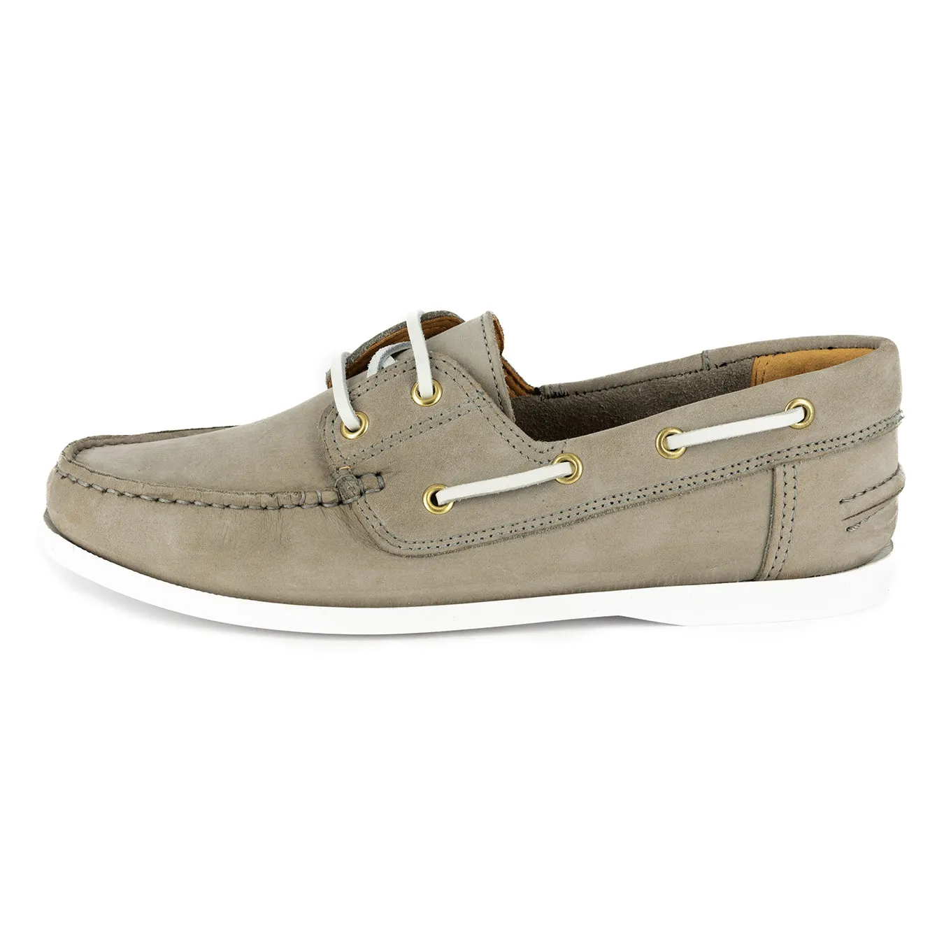 Exwaya : Men's Leather Boat Shoe in Greyscale