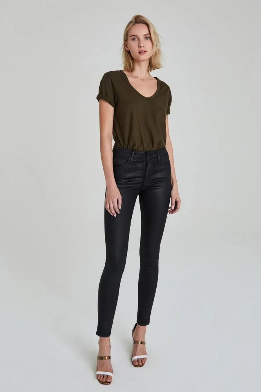 Farrah Skinny Ankle Leatherette Super Black