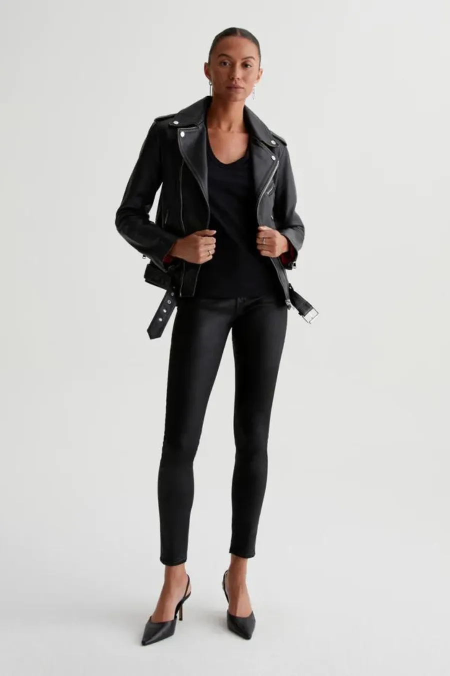Farrah Skinny Ankle Leatherette Super Black