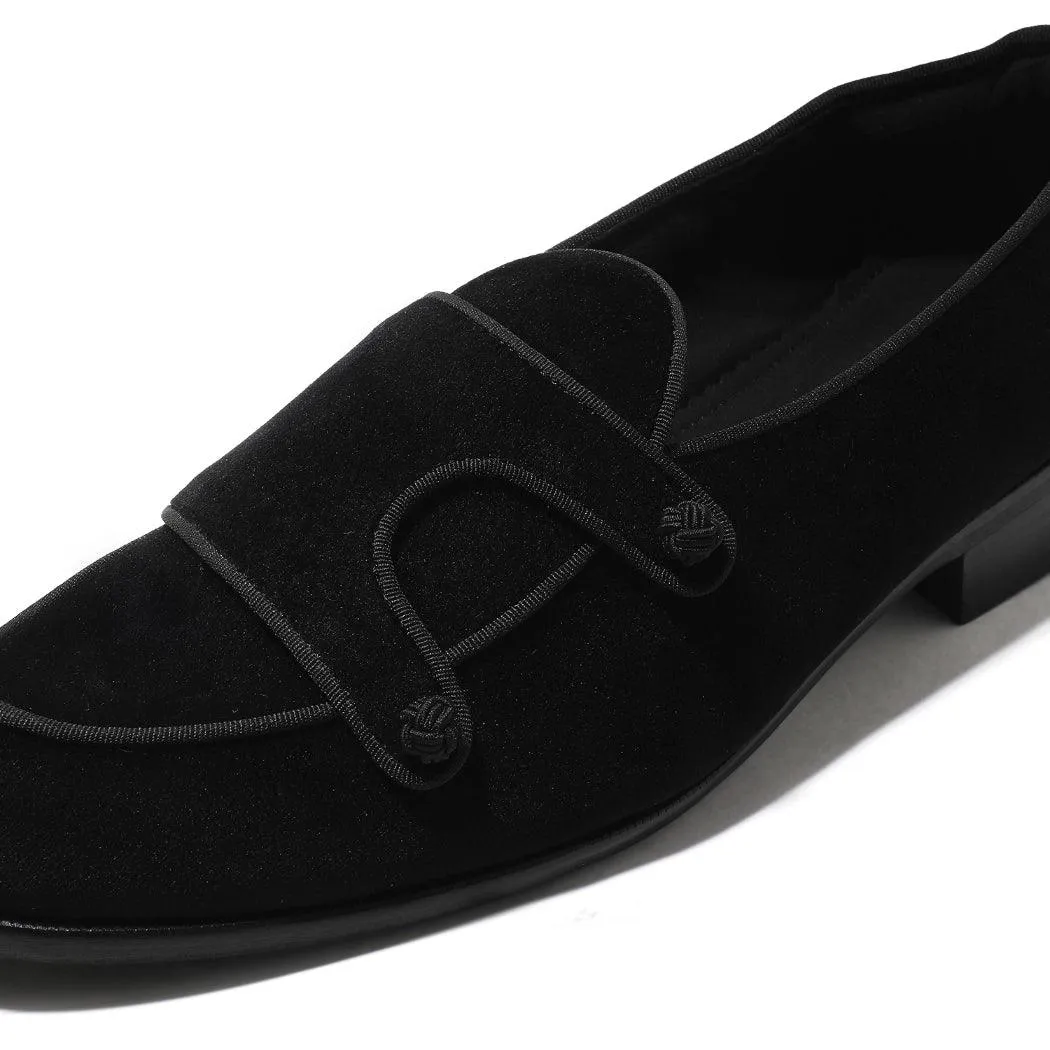Frederick - Black Velvet Double Monk