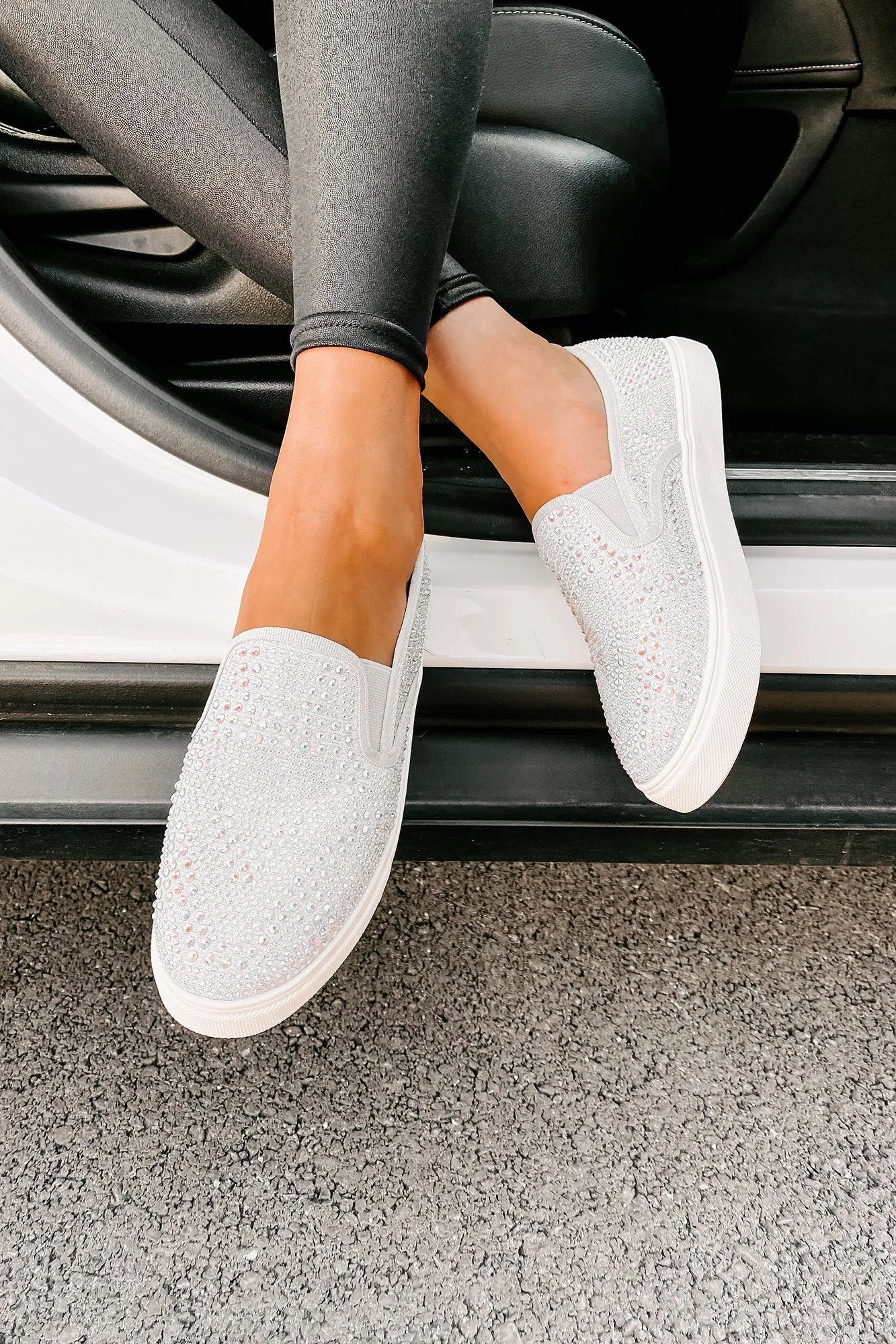 Infinity Rhinestone Slip-On Sneakers (Silver)