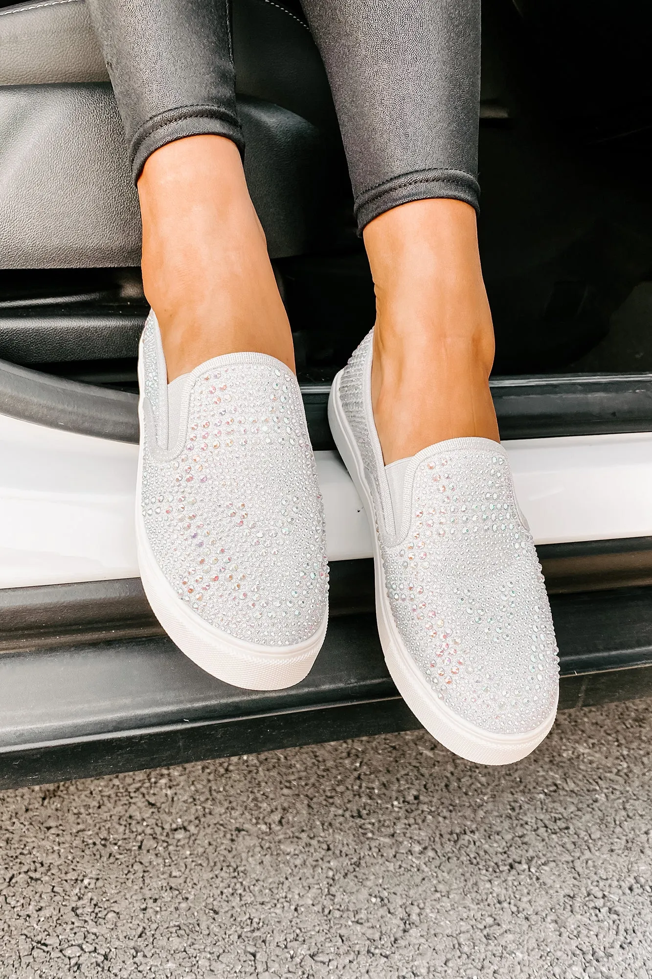 Infinity Rhinestone Slip-On Sneakers (Silver)
