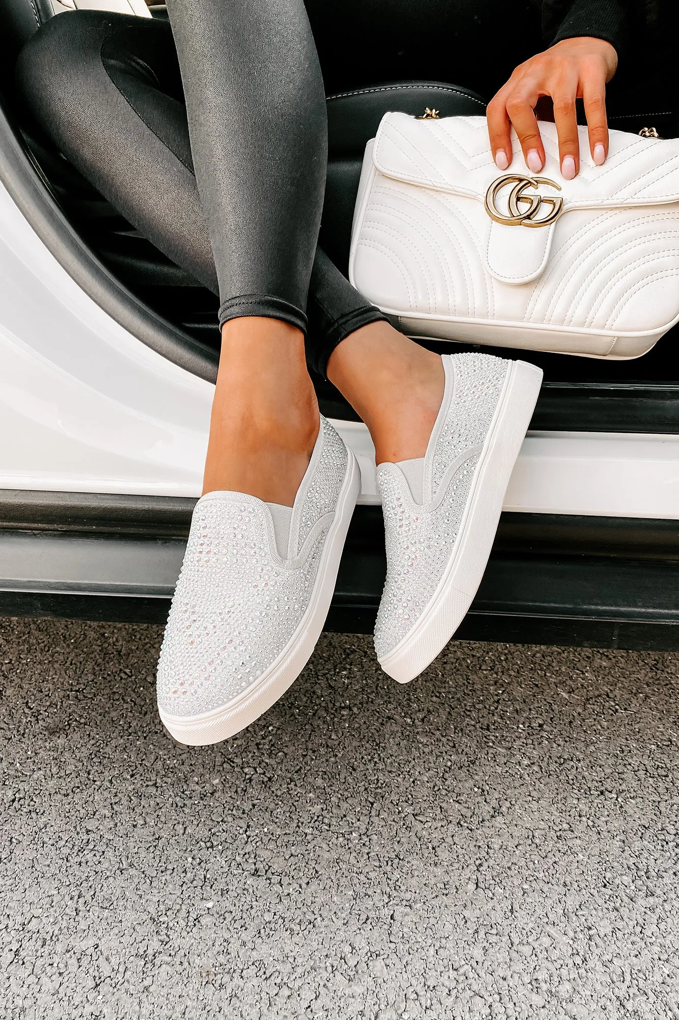 Infinity Rhinestone Slip-On Sneakers (Silver)