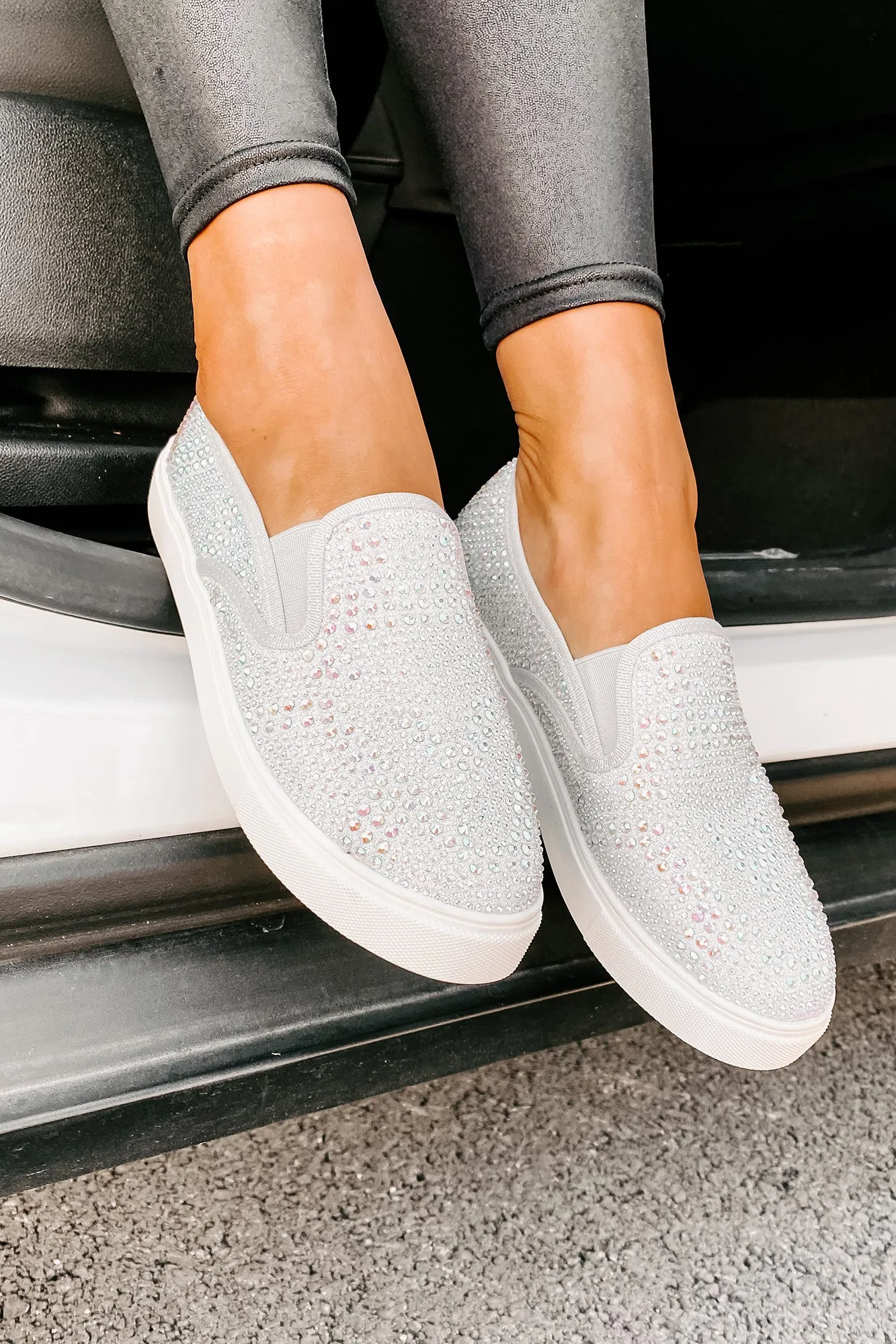 Infinity Rhinestone Slip-On Sneakers (Silver)