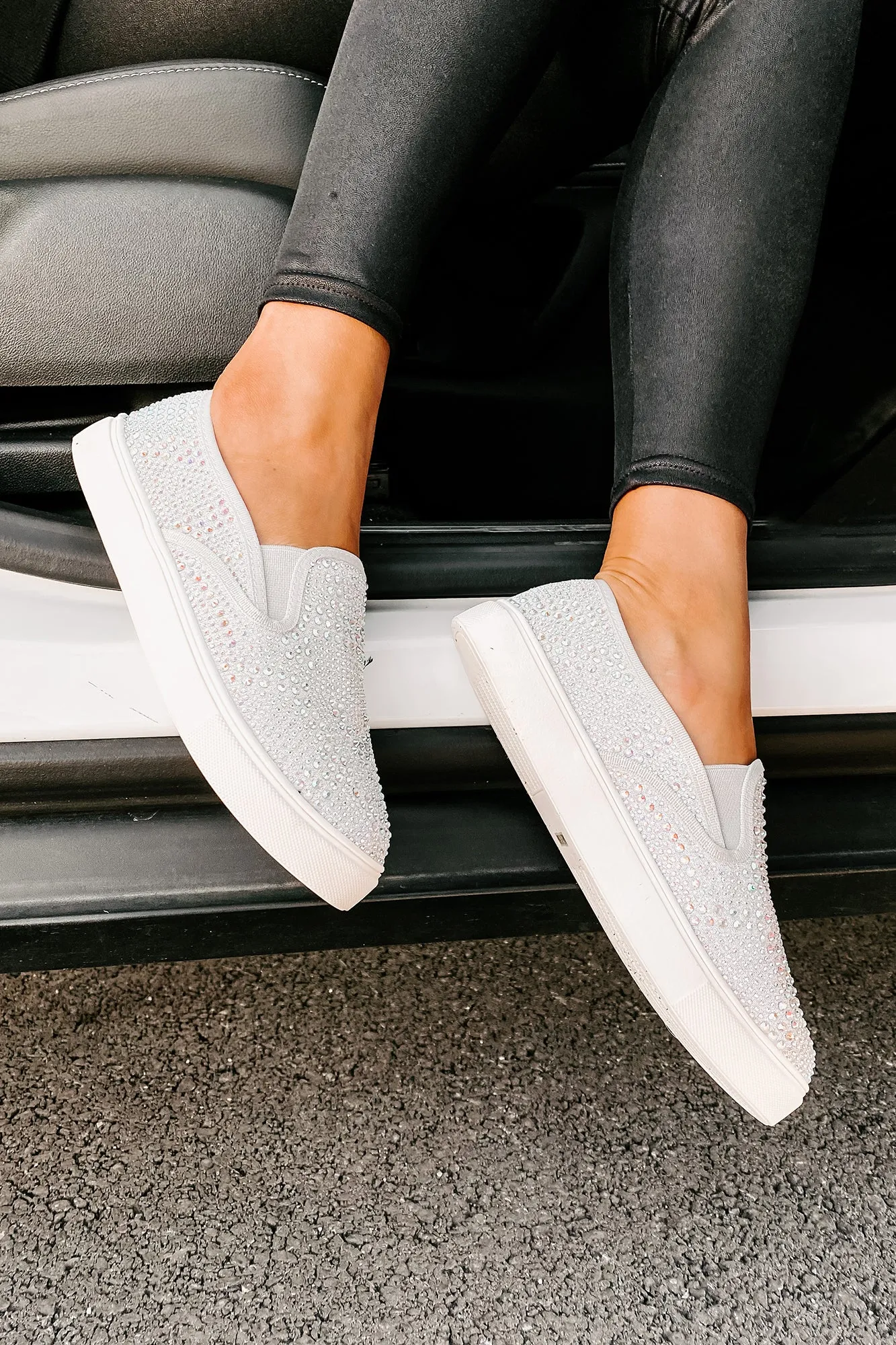 Infinity Rhinestone Slip-On Sneakers (Silver)