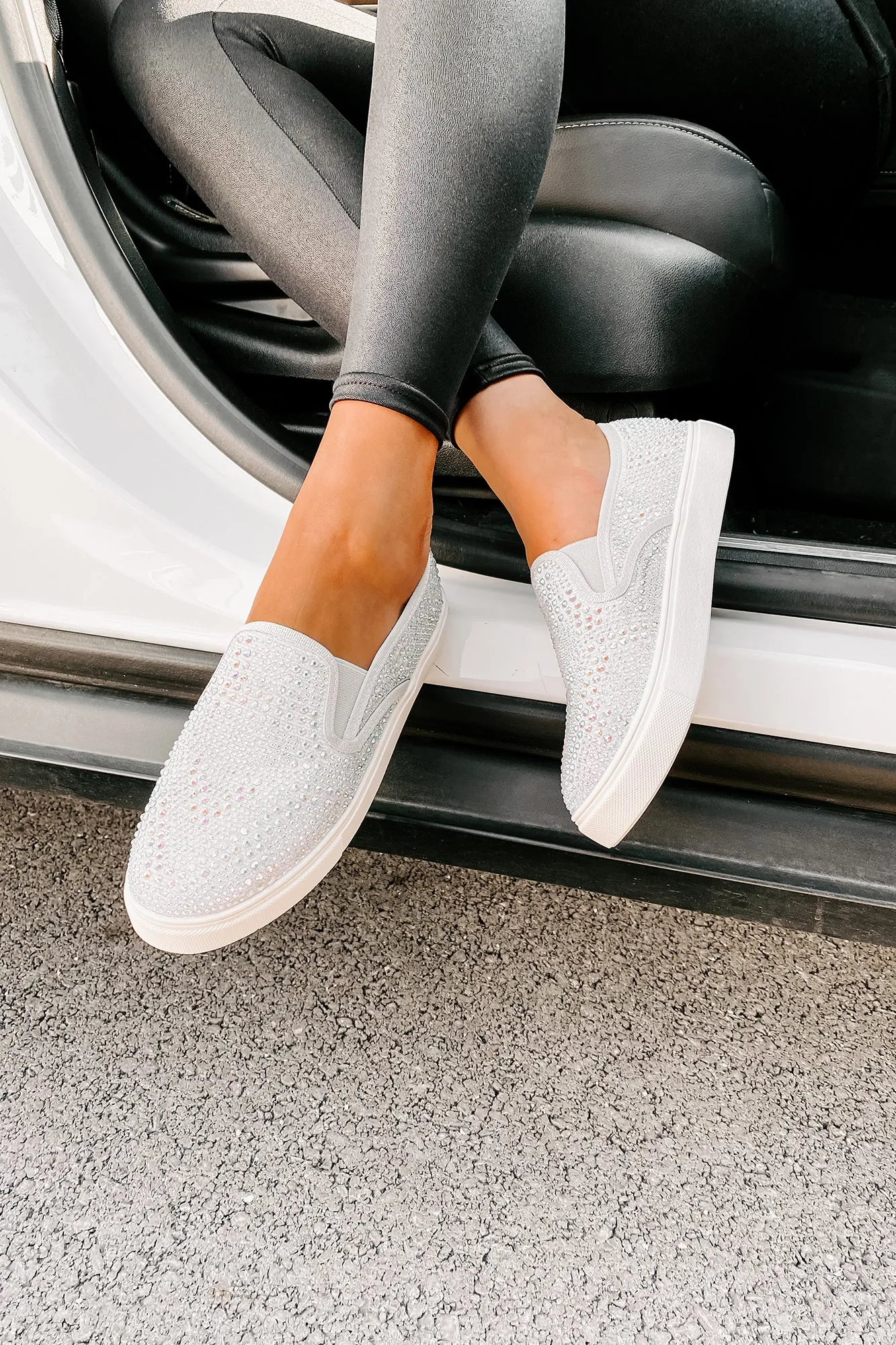 Infinity Rhinestone Slip-On Sneakers (Silver)