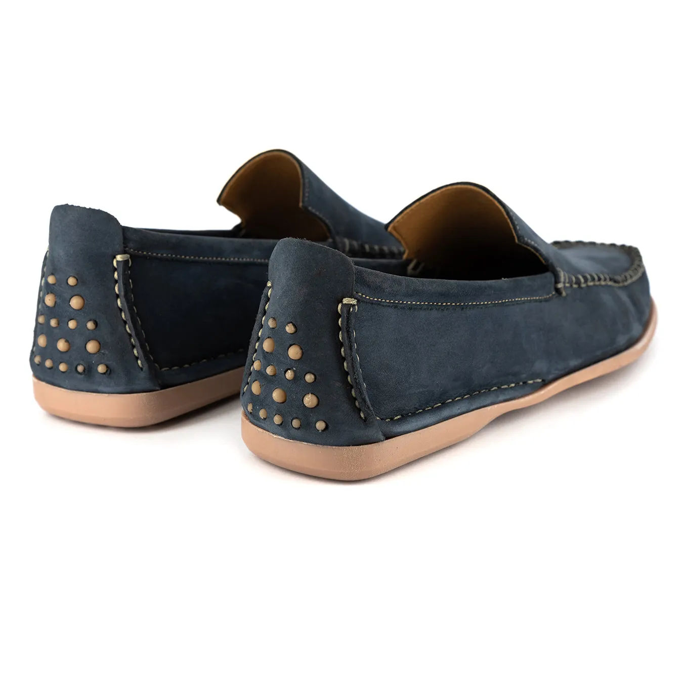 Insonga : Mens Leather Moccasin in Marine Nubuck