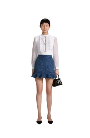 Ivory Ruffled Bib Top