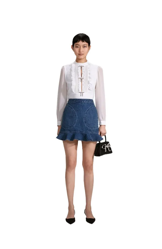 Ivory Ruffled Bib Top