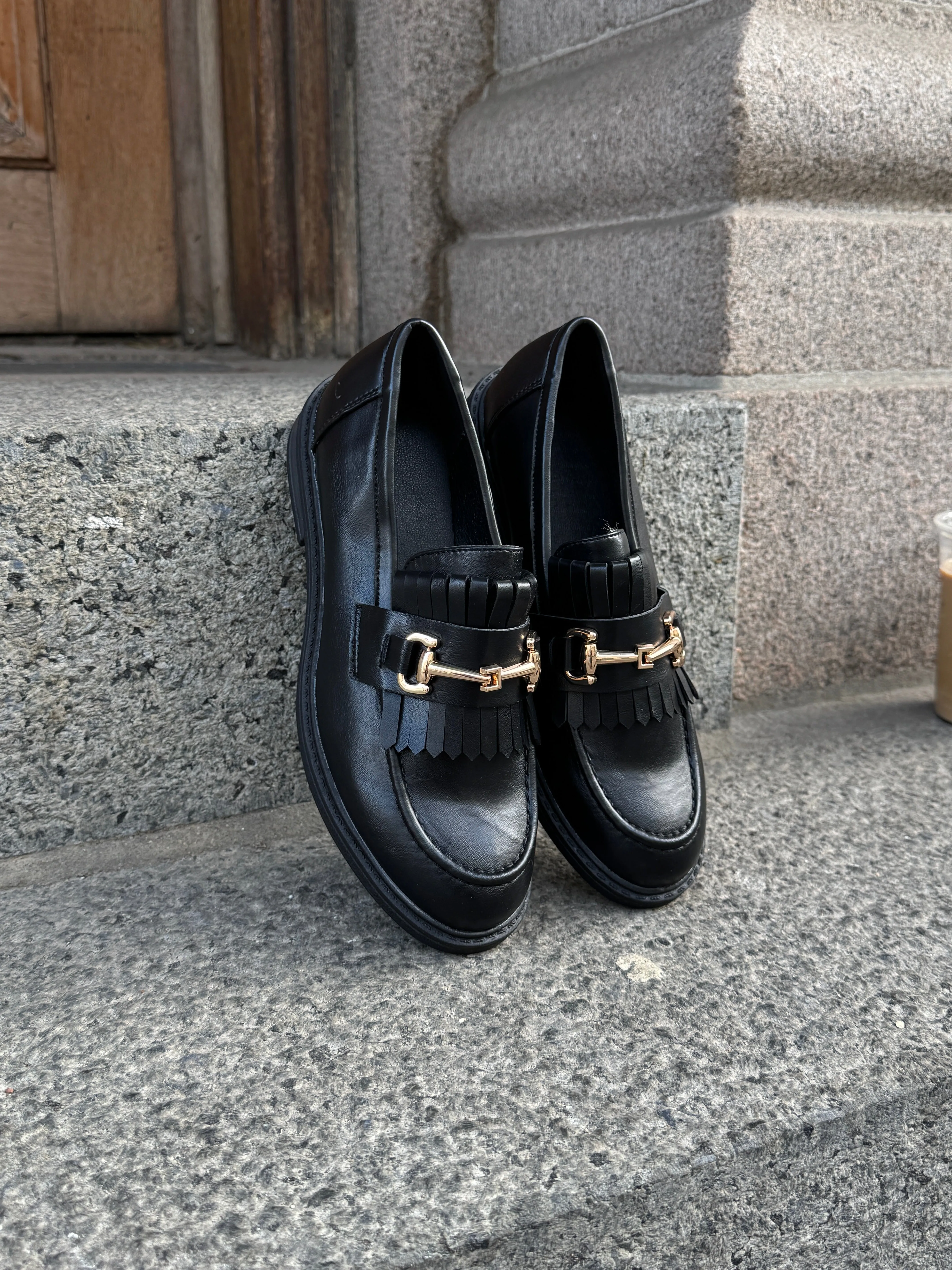 Lauren Fringe Loafers - Black