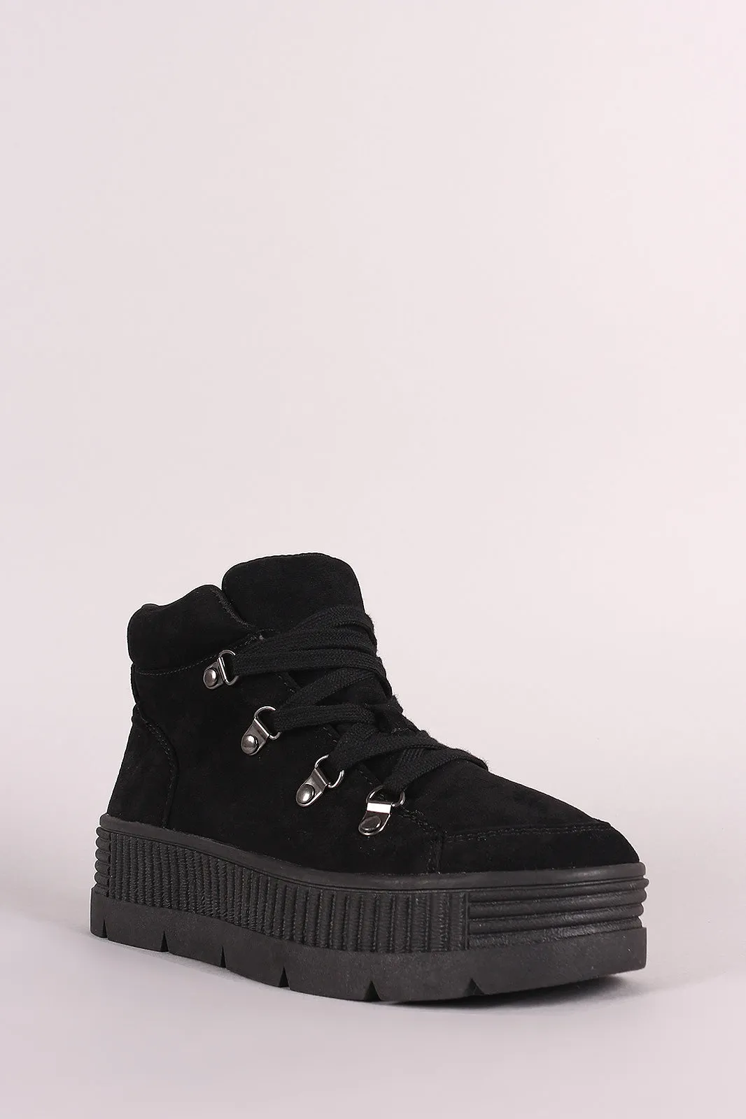 Liliana Suede Lace Up Creeper High Top Flatform Sneaker
