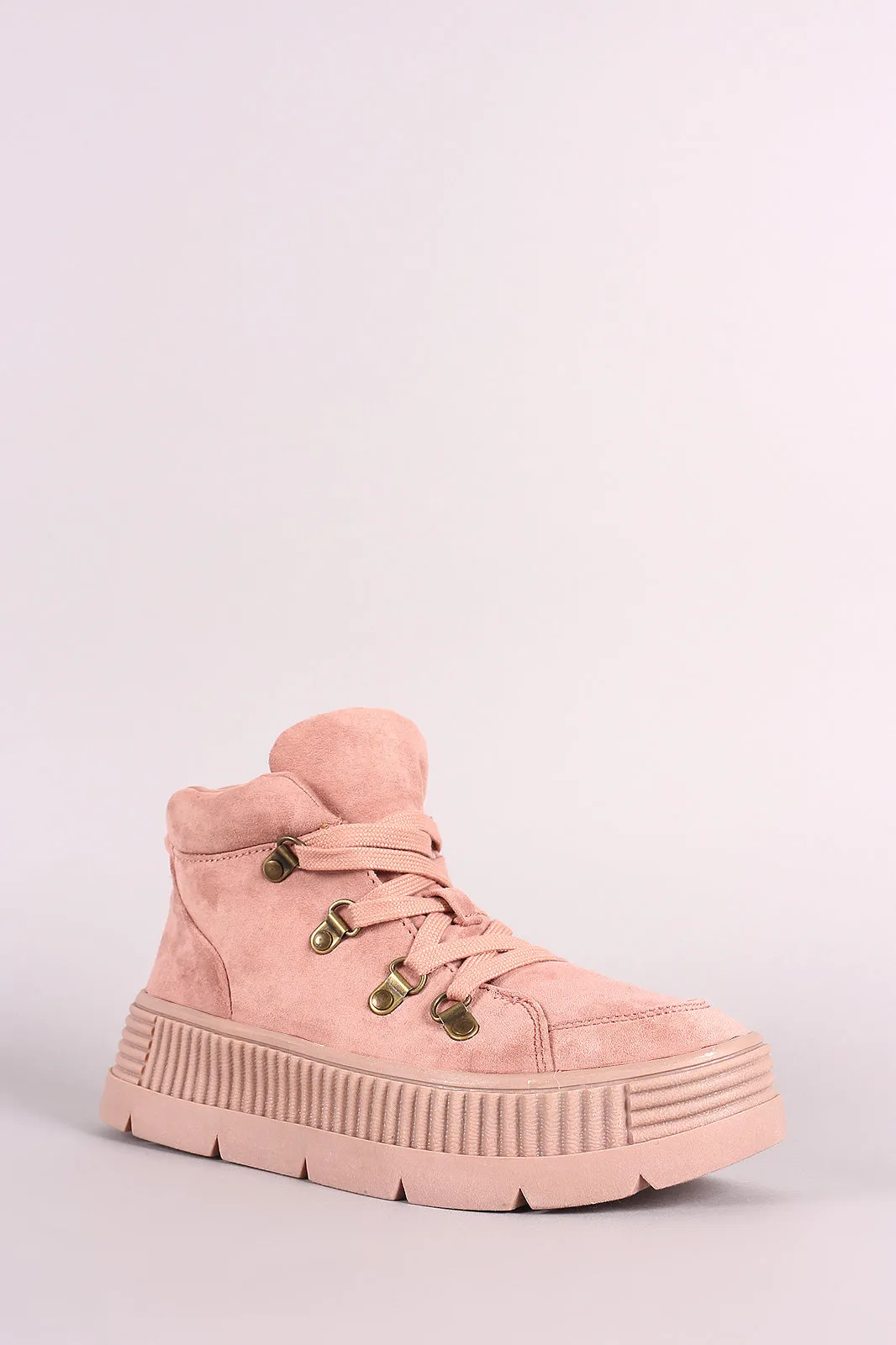 Liliana Suede Lace Up Creeper High Top Flatform Sneaker
