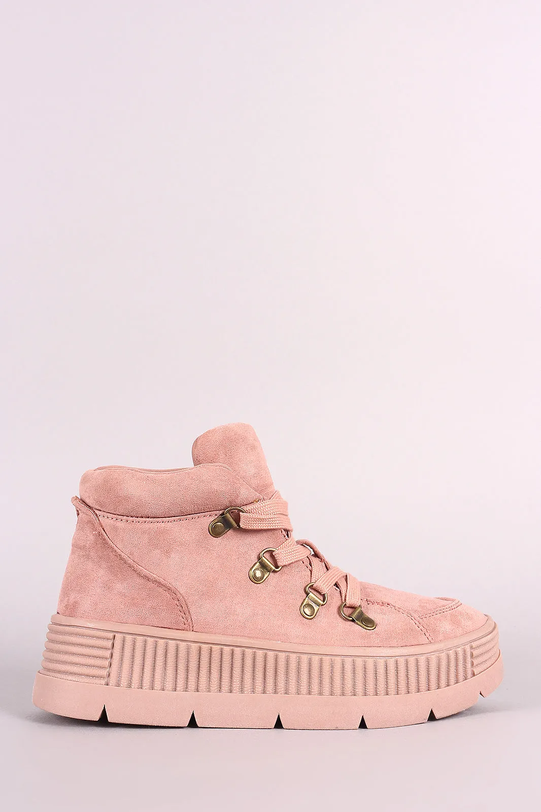 Liliana Suede Lace Up Creeper High Top Flatform Sneaker