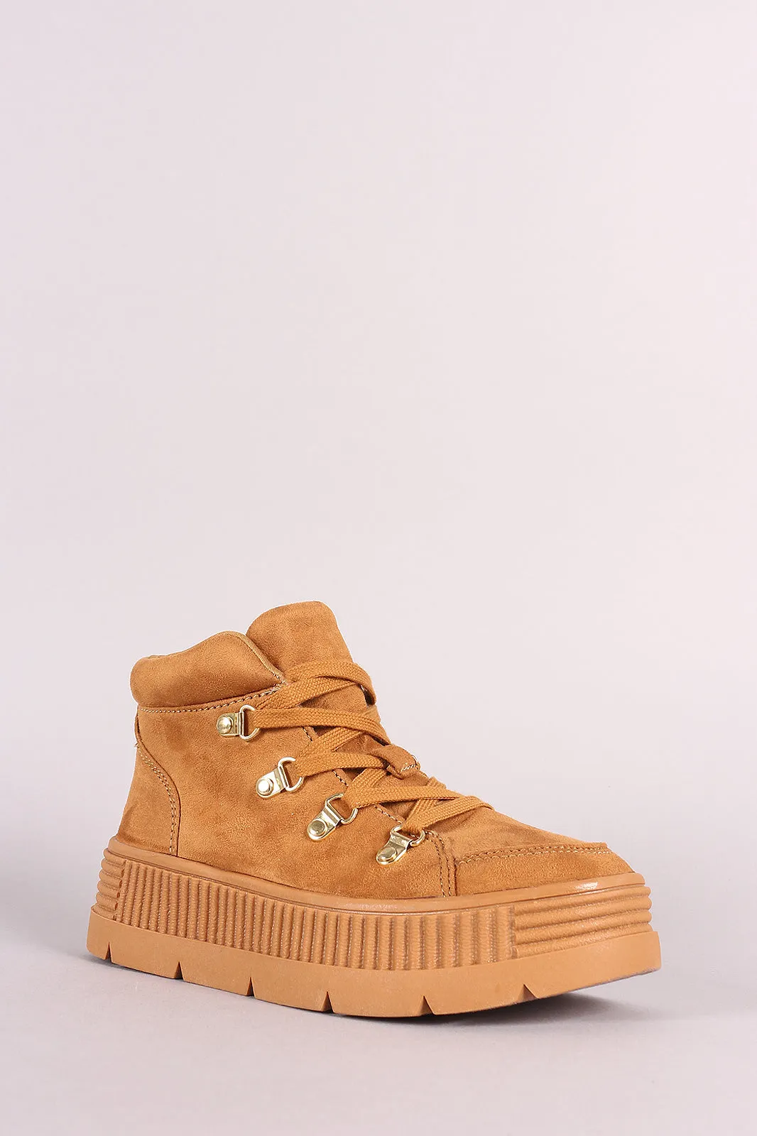 Liliana Suede Lace Up Creeper High Top Flatform Sneaker