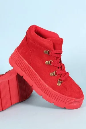 Liliana Suede Lace Up Creeper High Top Flatform Sneaker