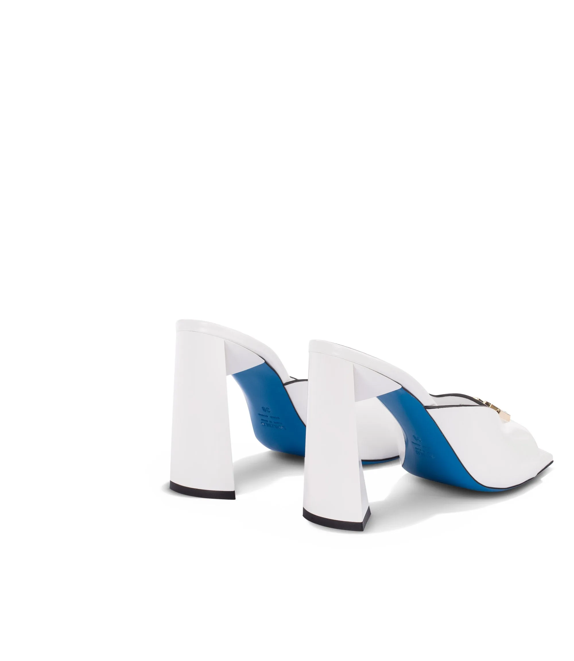 Logo-plaque white leather mules