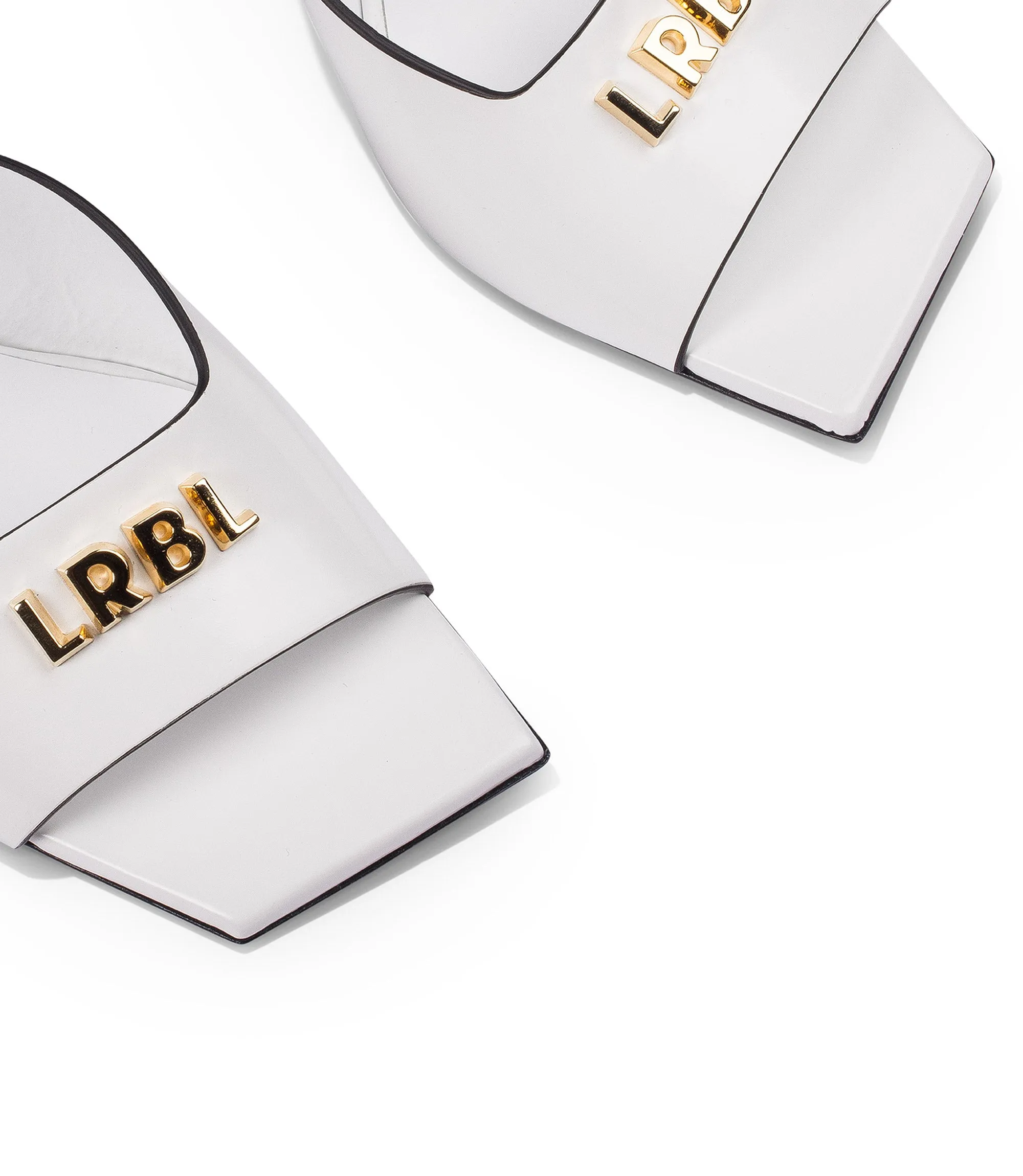 Logo-plaque white leather mules