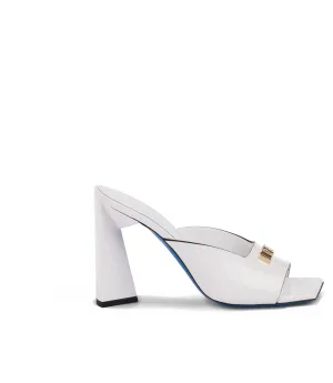 Logo-plaque white leather mules
