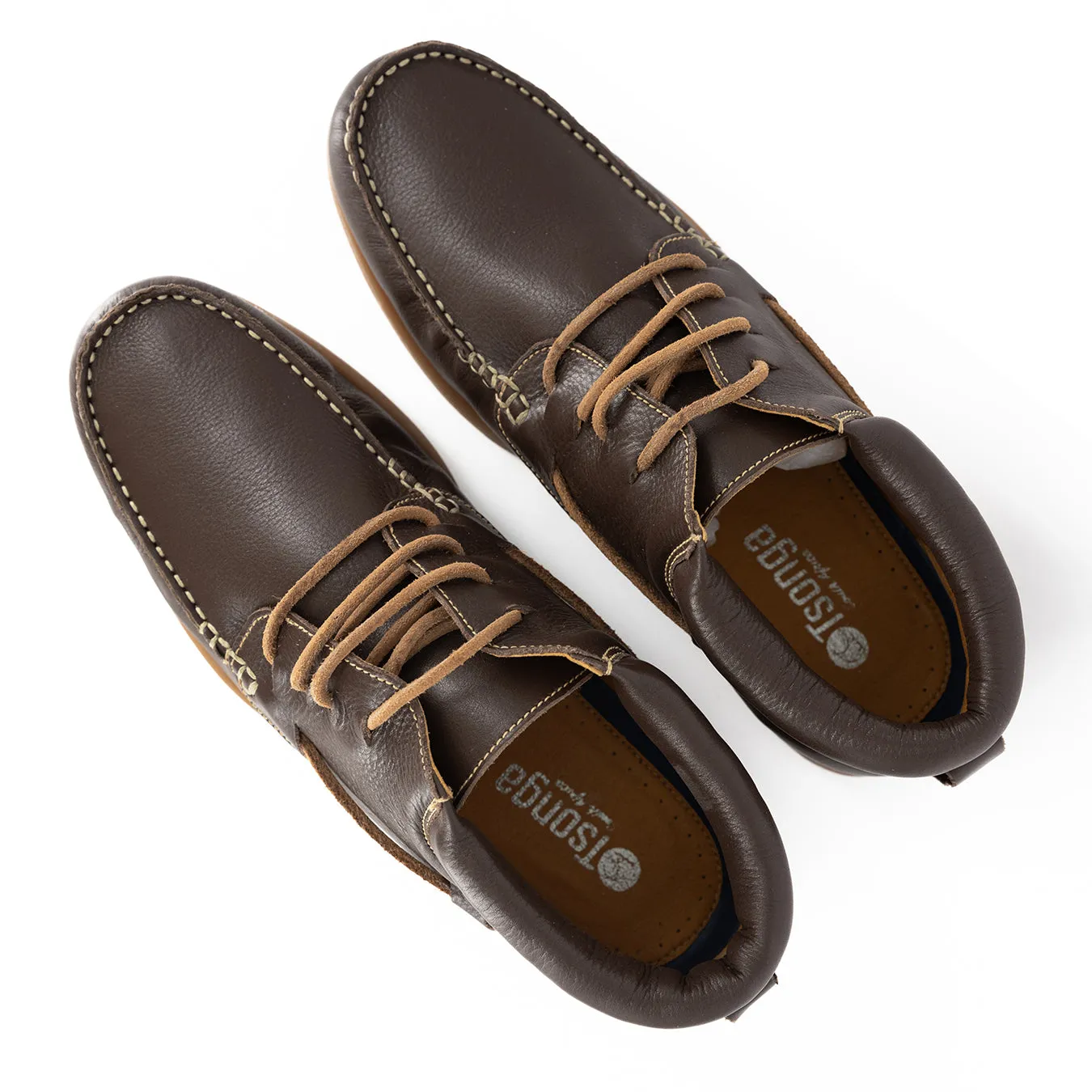 Nairobi : Mens Leather Boat Shoe in Choc Delta