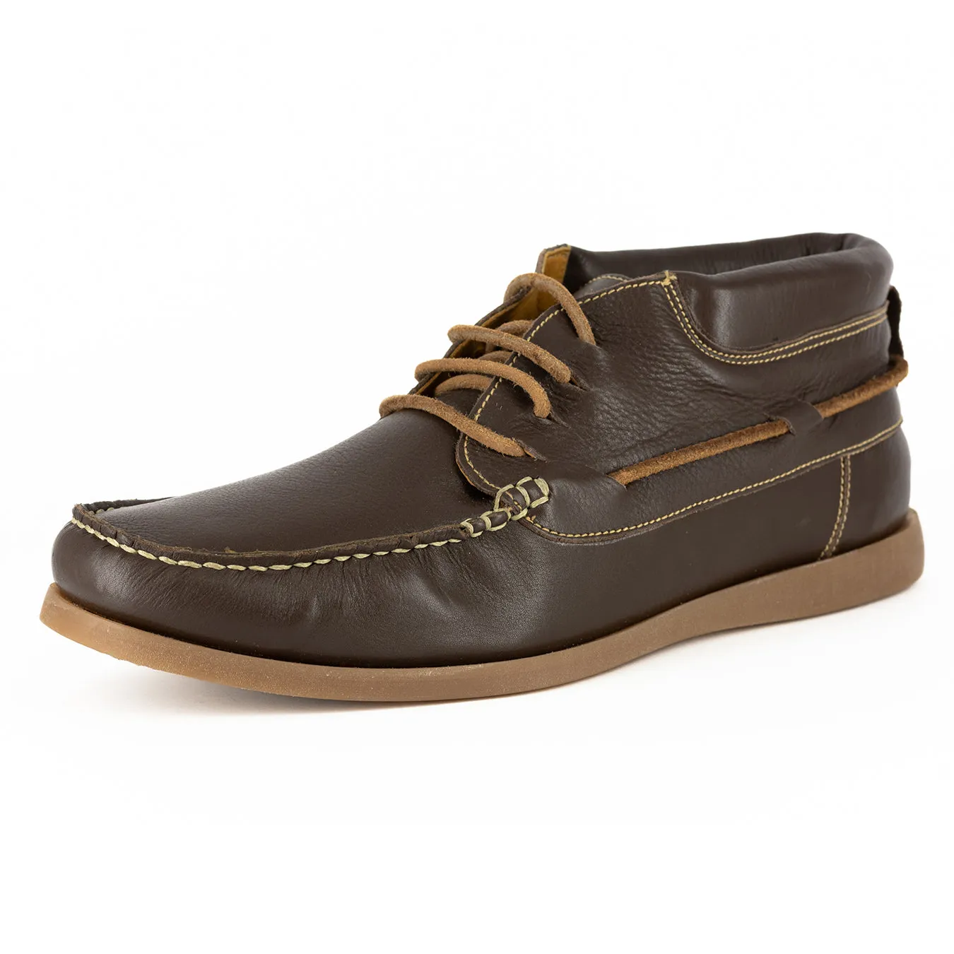 Nairobi : Mens Leather Boat Shoe in Choc Delta
