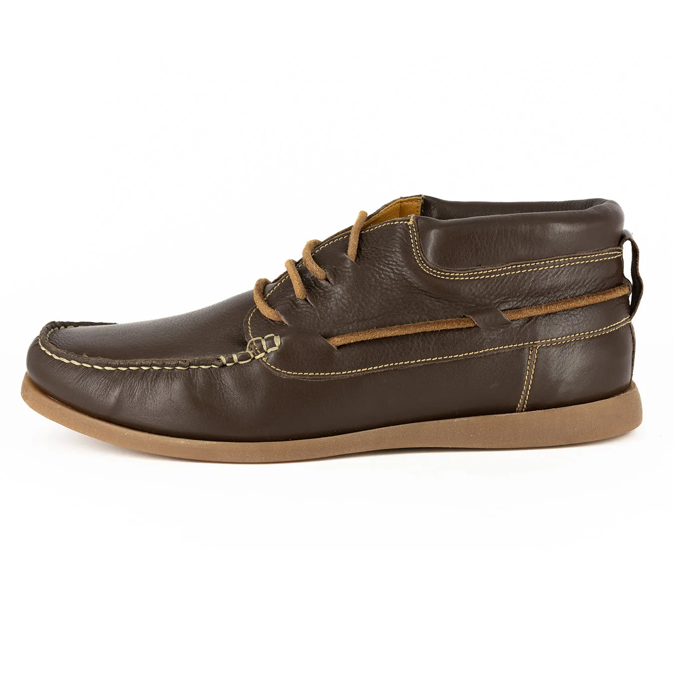 Nairobi : Mens Leather Boat Shoe in Choc Delta
