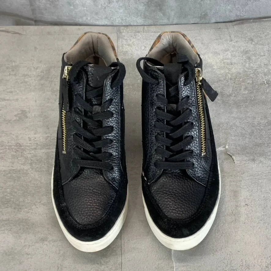 NATURALIZER Women's Black Leather Hadley High-Top Lace-Up Sneakers SZ 4