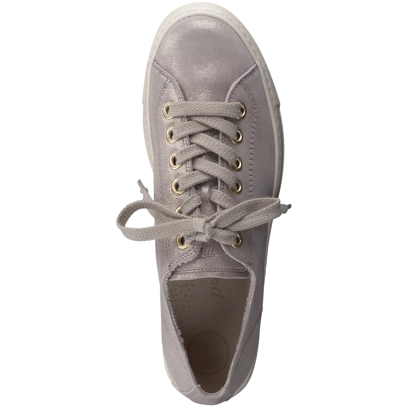 PAUL GREEN Taupe Metallic Leather Trainer 4790