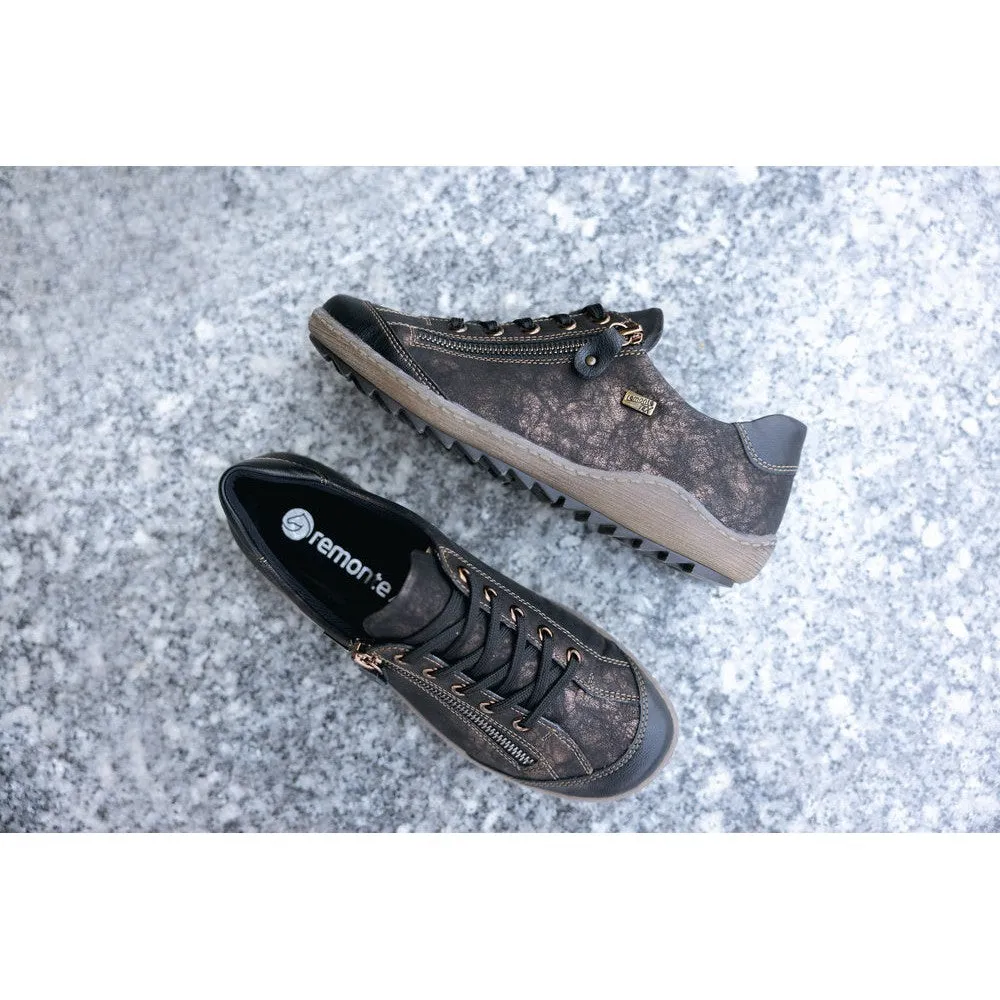 Remonte R1402-07 Ladies Black Water Resistant Zip & Lace Shoes