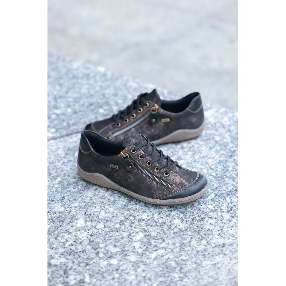Remonte R1402-07 Ladies Black Water Resistant Zip & Lace Shoes