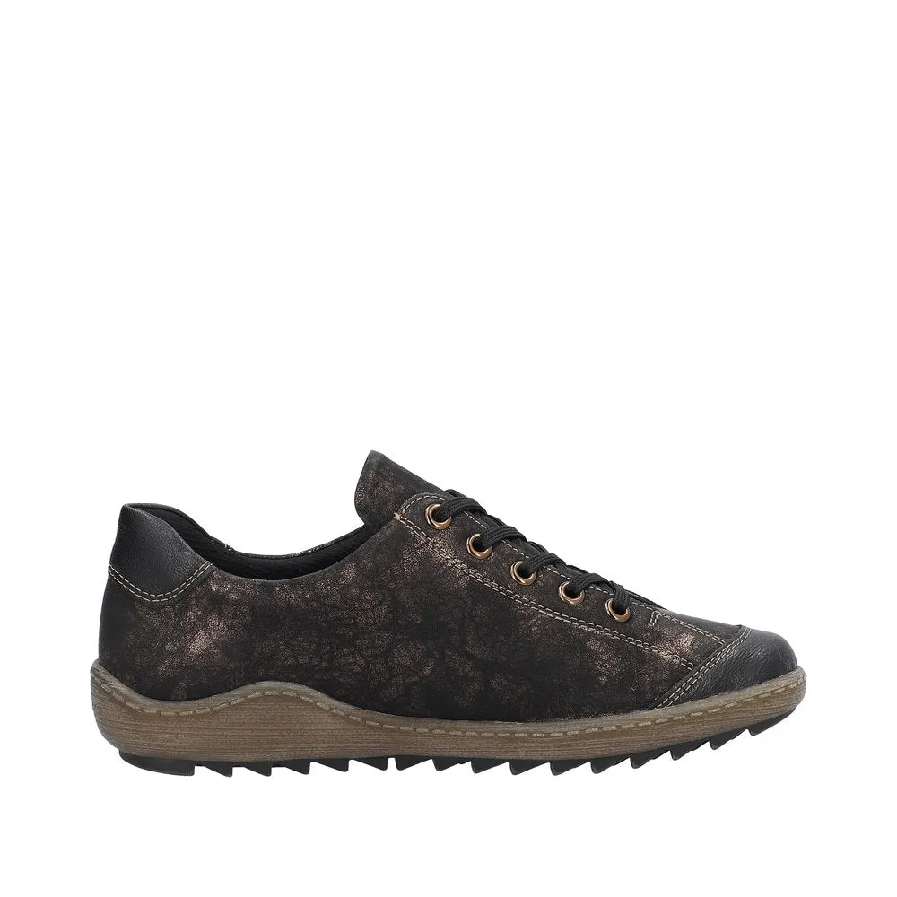 Remonte R1402-07 Ladies Black Water Resistant Zip & Lace Shoes