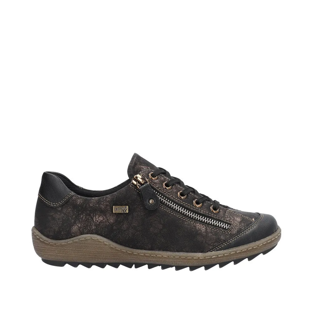 Remonte R1402-07 Ladies Black Water Resistant Zip & Lace Shoes