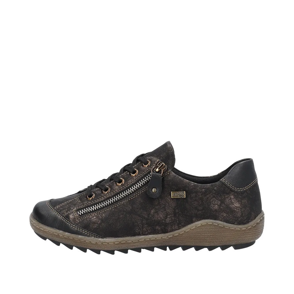 Remonte R1402-07 Ladies Black Water Resistant Zip & Lace Shoes