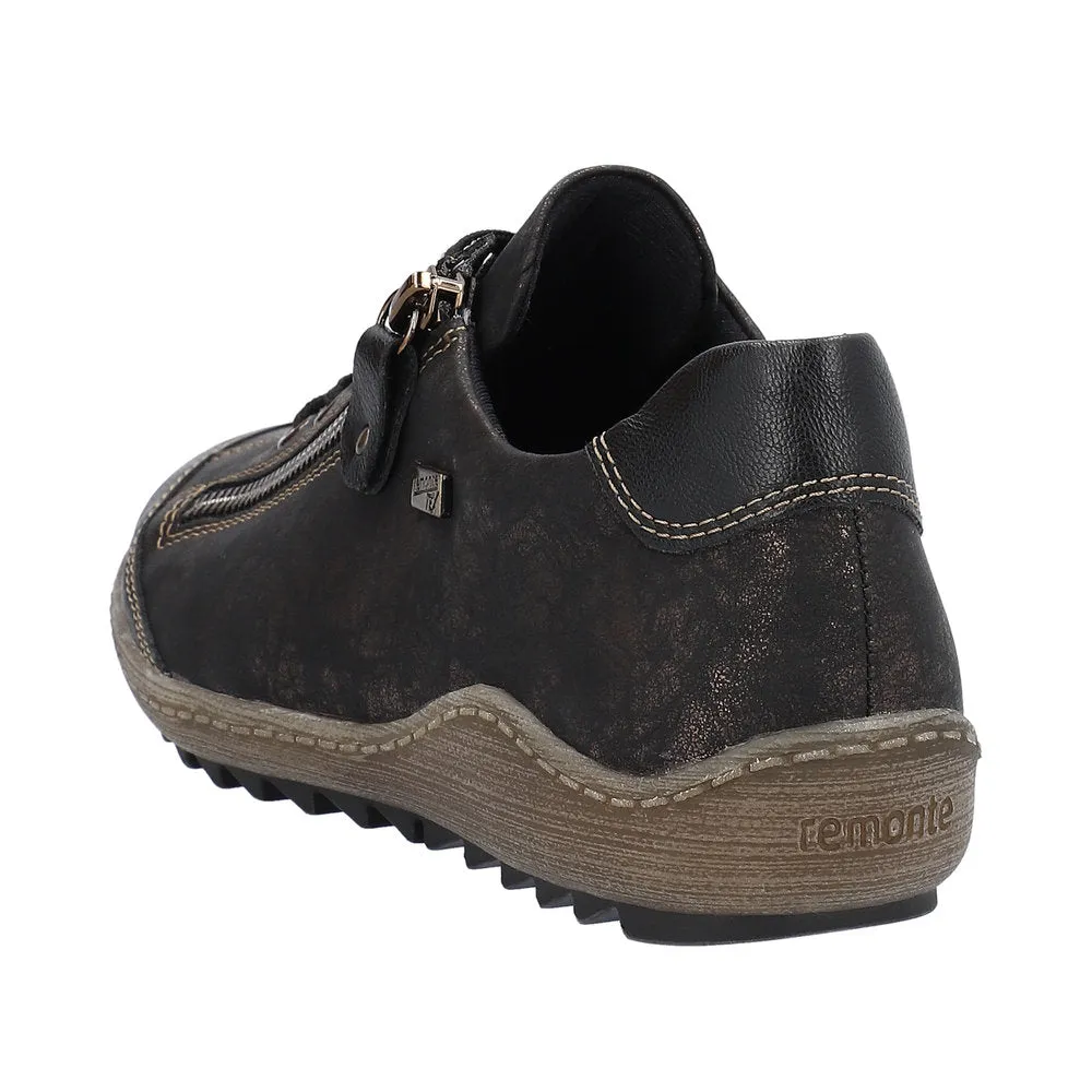 Remonte R1402-07 Ladies Black Water Resistant Zip & Lace Shoes