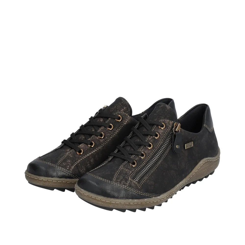Remonte R1402-07 Ladies Black Water Resistant Zip & Lace Shoes